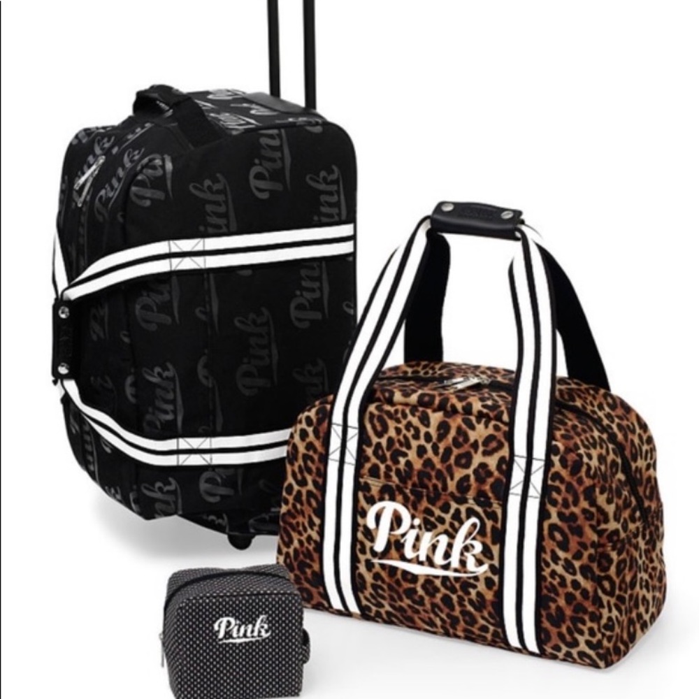 VS PINK Travel Luggage 3 Piece Set RARE